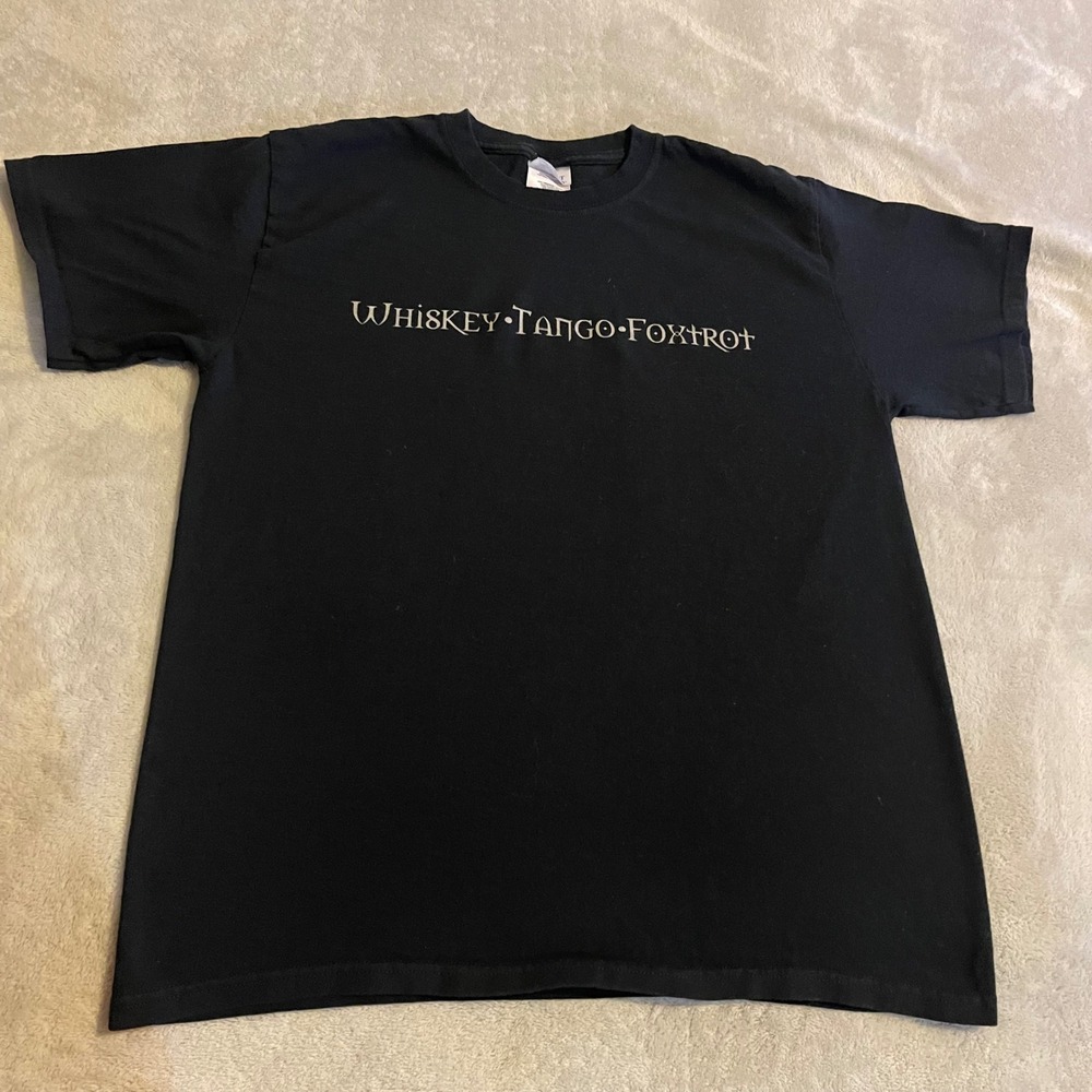 Vintage Y2K Streetwear Mens Black Whiskey Tango Foxtrot T Shirt Adult Large Tee